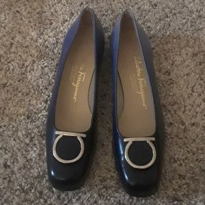 Blue salvatore ferragamo flats